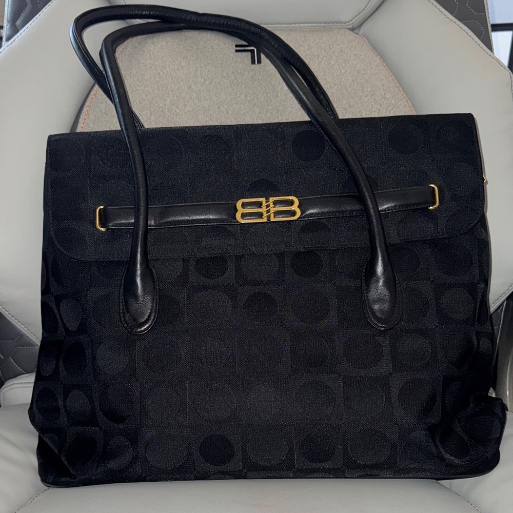Balenciaga BB Monogram Canvas Tote / Shoulder Bag